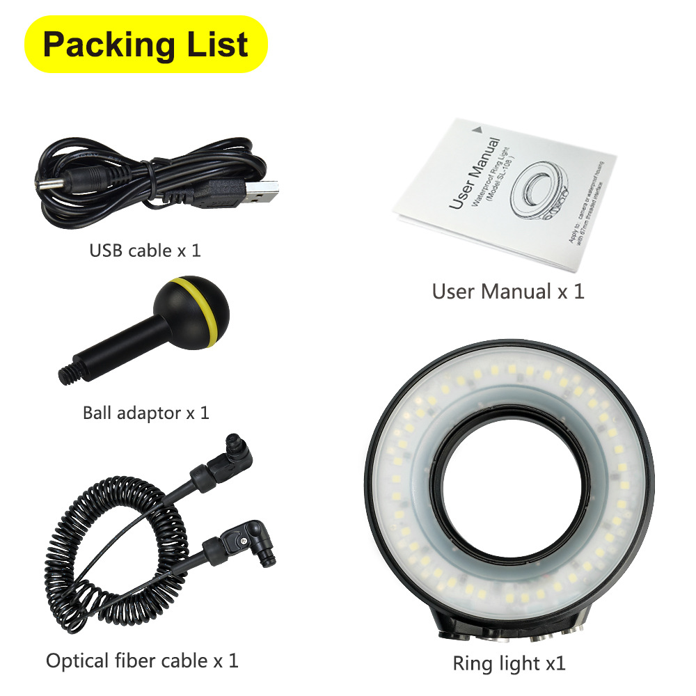 Sea Frog SL-108 three-color diving light Macro Ring light close-up fill light suitable for M67 interface waterproof shell