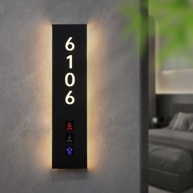 Hotel Door Sign Smart with Doorbell Stainless Steel Room Hotel Apartment Touch Luminous Led Door Sign Digital Number