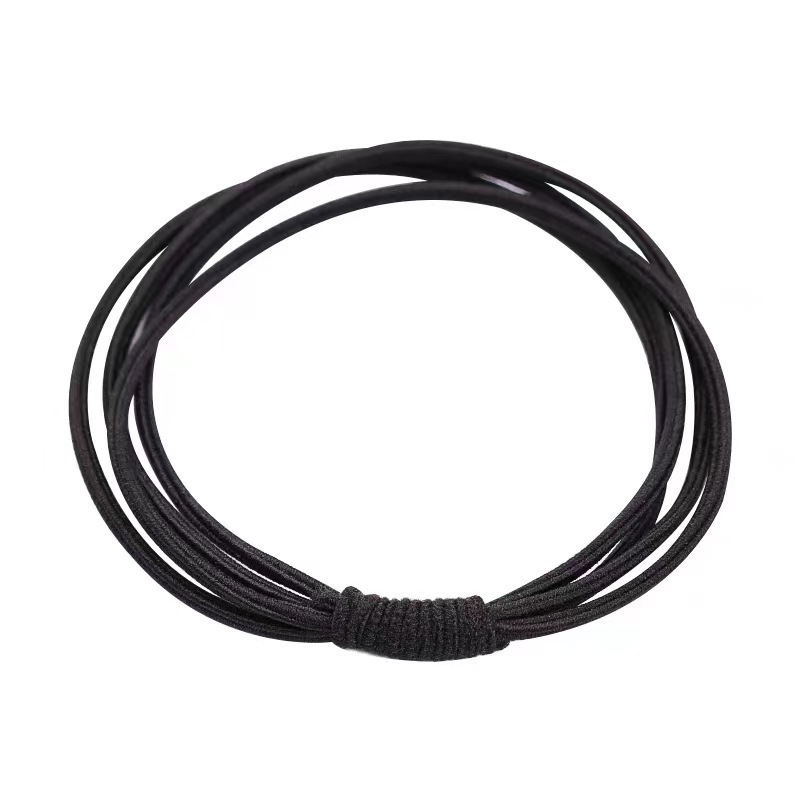 Hair Rope High Stretch 4-in -1 Durable Black Hair Rope Girl's Headwear Non-injuring Ball Head Durable Seamless Hair Ring