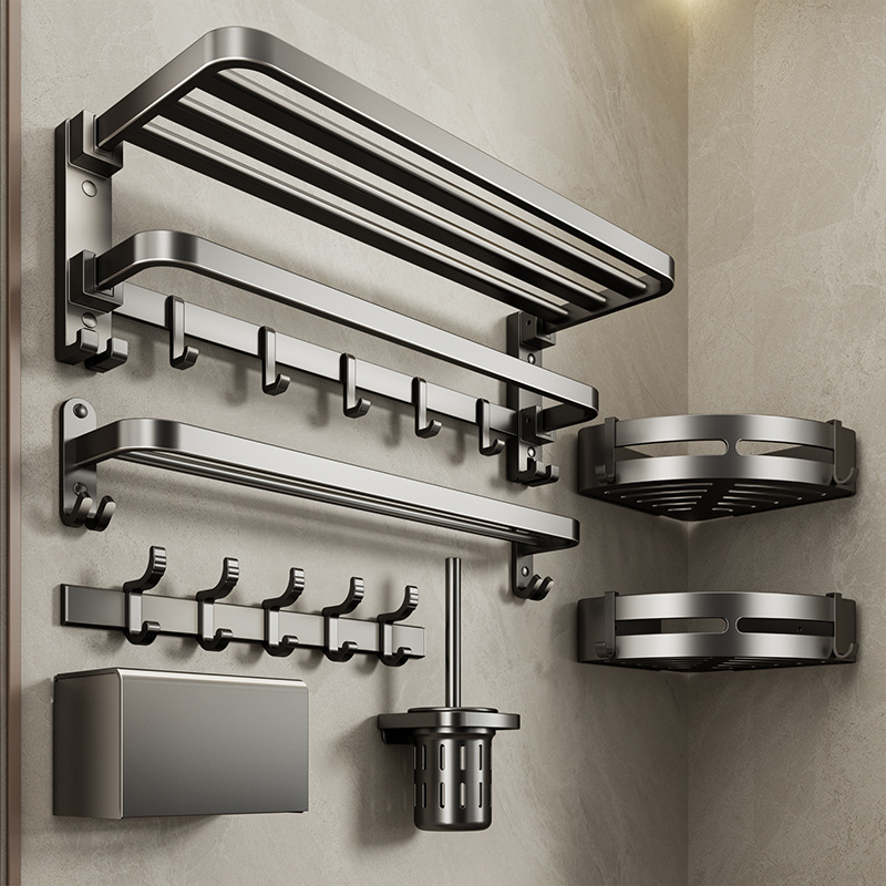 Towel Rack Toilet Punch-free Bath Towel Rack Integrated Hanger Kit Toilet Bathroom Bathroom Shelf Storage Rack