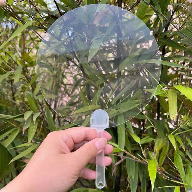 Advertising fan handle carrying fan handle kindergarten group fan diy transparent plastic handle graffiti blank fan handle