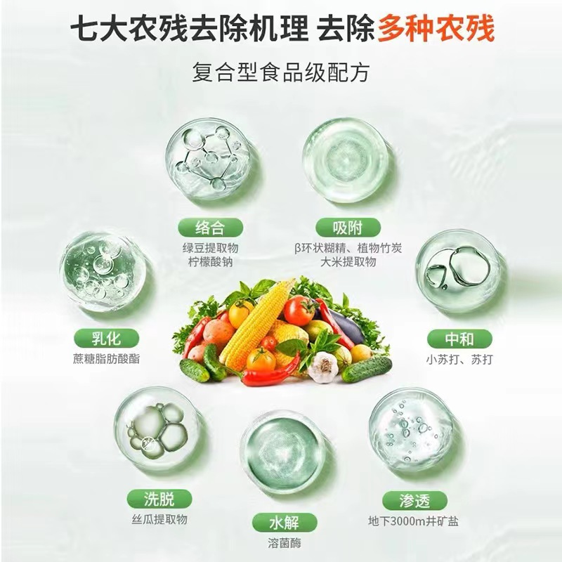 Tiktok hot-selling eggshell fruit and vegetable cleaning powder vegetable and fruit cleaning agent no residue more assured factory wholesale