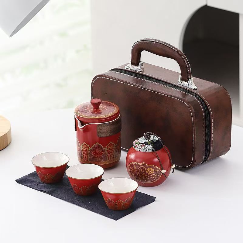 Portable Ceramic Express Cup One Pot Three Cups Travel Tea Set Teapot Teacup Small Set Gift Generation