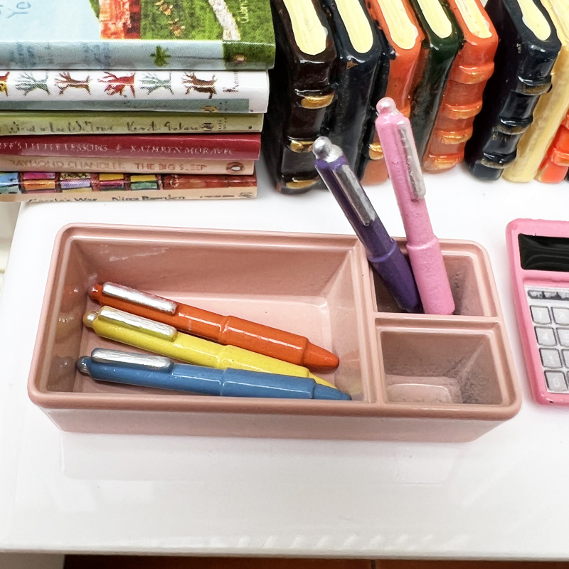 1:12 Doll House Mini Model Study Scene OB11 Props Metal Miniature Ballpoint Pen Color Pen to play house ~