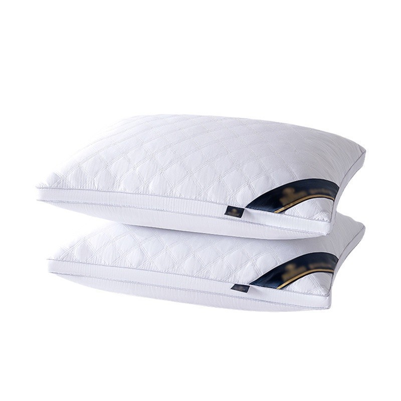 Pillow Five-Star Hotel Same Style Pillow Core Three-Line Grids Home Adult Dormitory Feather Velvet Sleep Aid Cervical Spine Pillow