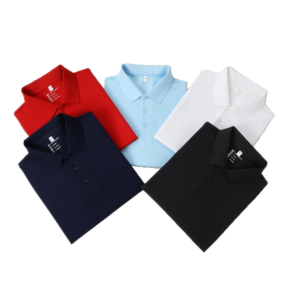 Long-Sleeved Polo Shirt Customized Men's Cotton Solona Double-Sided Brocade Lapel Business Corporate Wear Printed Logo Embroider