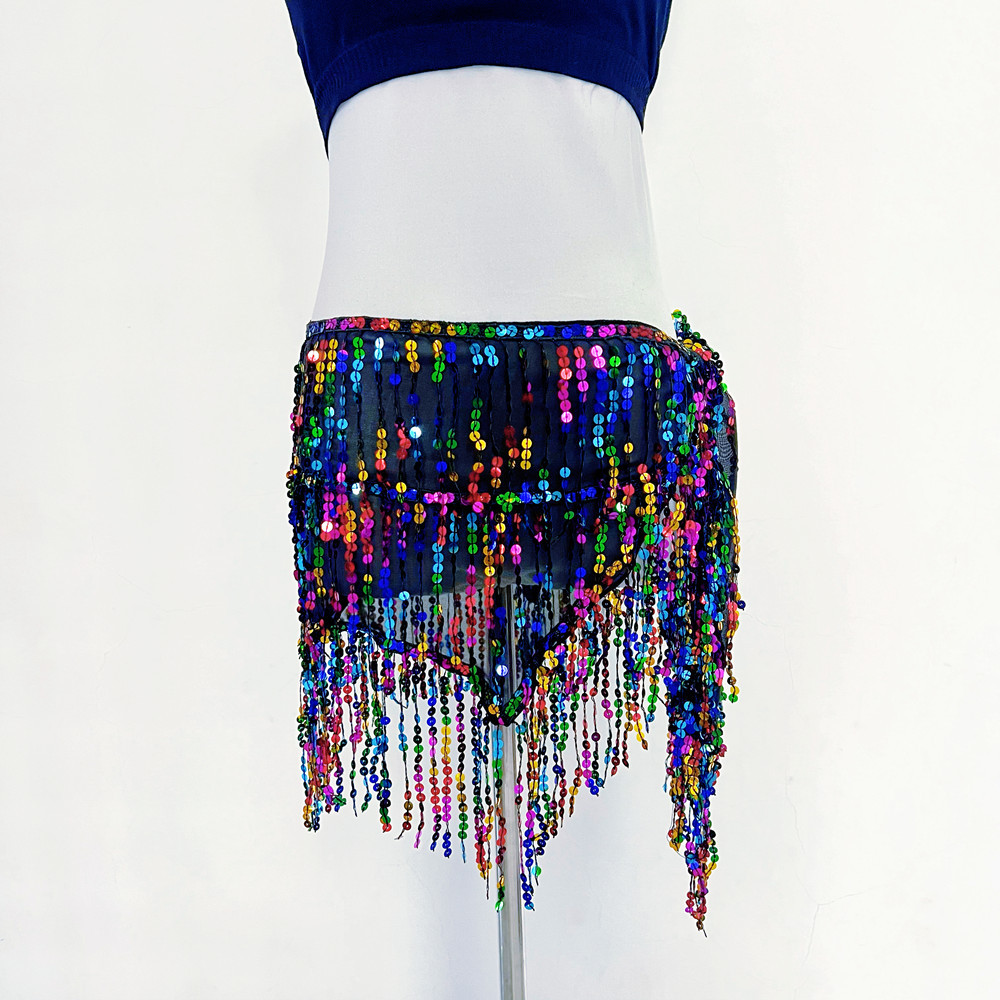 Belly dance tassel waist chain Bosimi hip towel skirt new sequined belt performance waist towel factory in stock wholesale
