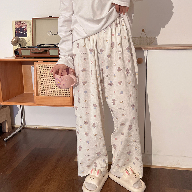 Cartoon Kt Cat Pajama Pants for Women, Summer Thin Style, Loose and Cool Casual Pants, Stylish Home Leisure Long Pants