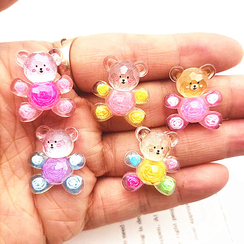 Highly Transparent Pearlescent Faceted Cartoon Graffiti Bear Resin Accessories DIY Mobile Phone Case Shoe Buckle Hair Accessories Accessories