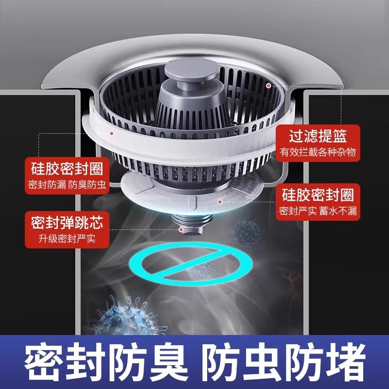 Kitchen Sink Filter Screen Vegetable Basin Leakage Plug Sink Drainer Plug Accessories Odor-proof Bounce Core Artifact