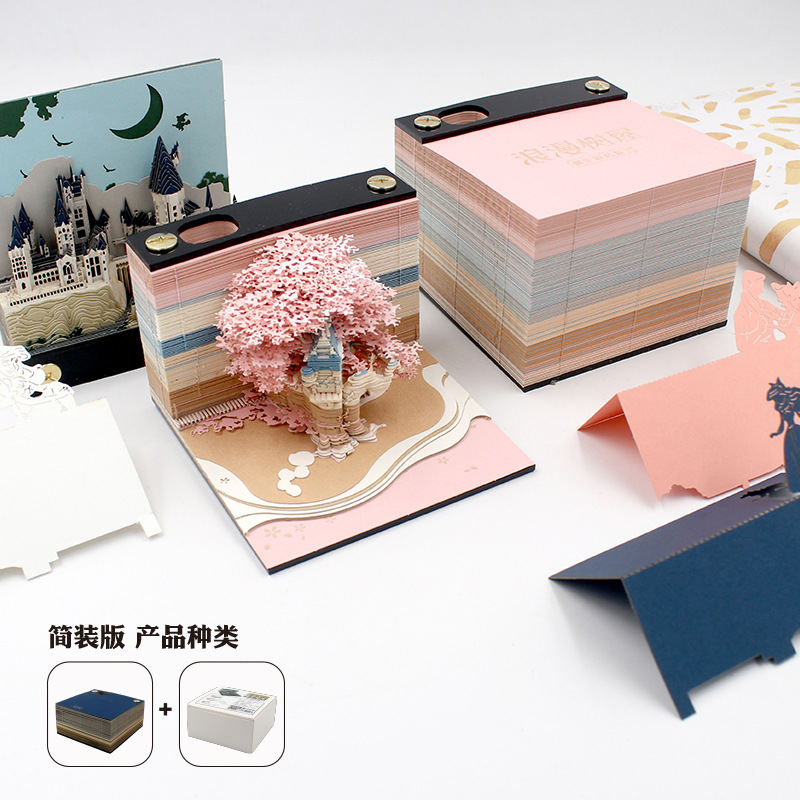 Креативная 3D бумажная скульптура стикеры записные записки календарь украшение подарок на день рождения в китайском стиле модель архитектуры Гарри Поттера