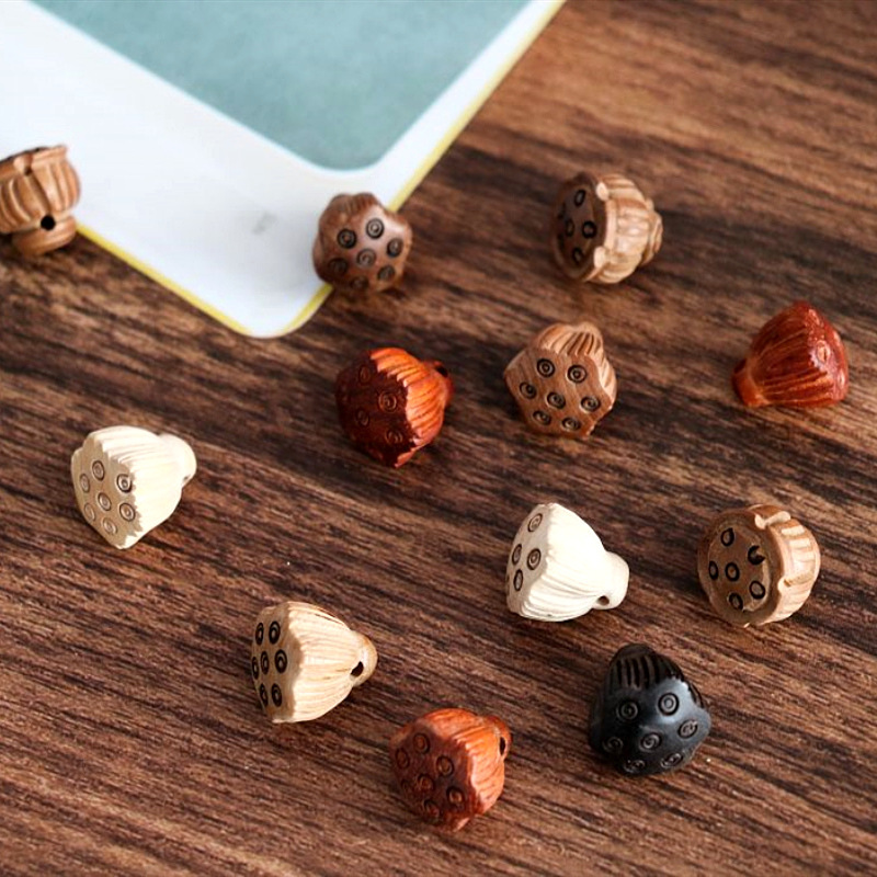 Peach Wood Carving Hand-woven diy Feicheng Mother and Child Baby Bracelet Car Hanging Accessories Material Children's Boxwood Lotus Seed Lotus