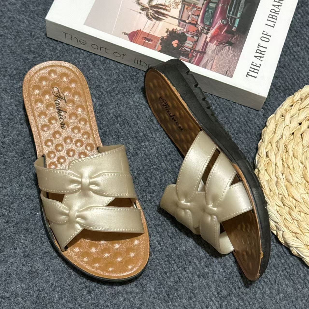 Retro Fashion Mom Slippers Summer New Soft Bottom Middle-Aged Ladies Slippers Outer Wear Casual Cross-Border E-Commerce Wholesale