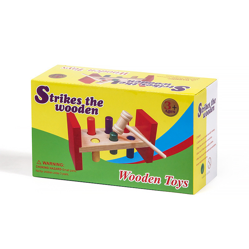 Wooden Piling Platform Kidsren's Educational Toys Knocking Wooden Color Recognition Montessori Sensory Teaching Aids Family Piling