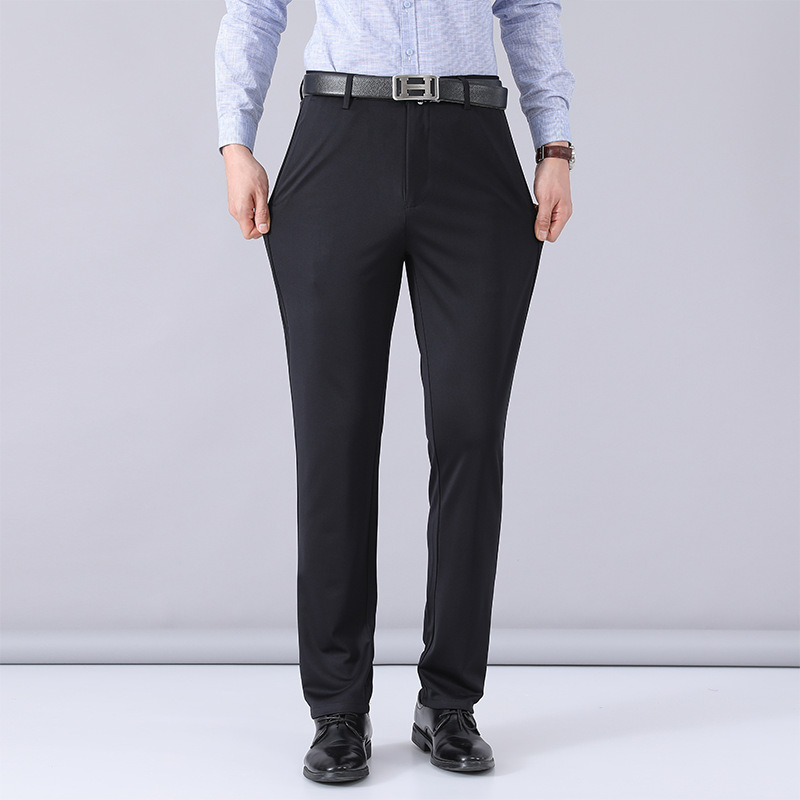 Business Suit Pants Men's Casual Dress Pants Formal Men's Pants Spring and Summer Thin Slim Straight High Elasticity Black Dress Pants