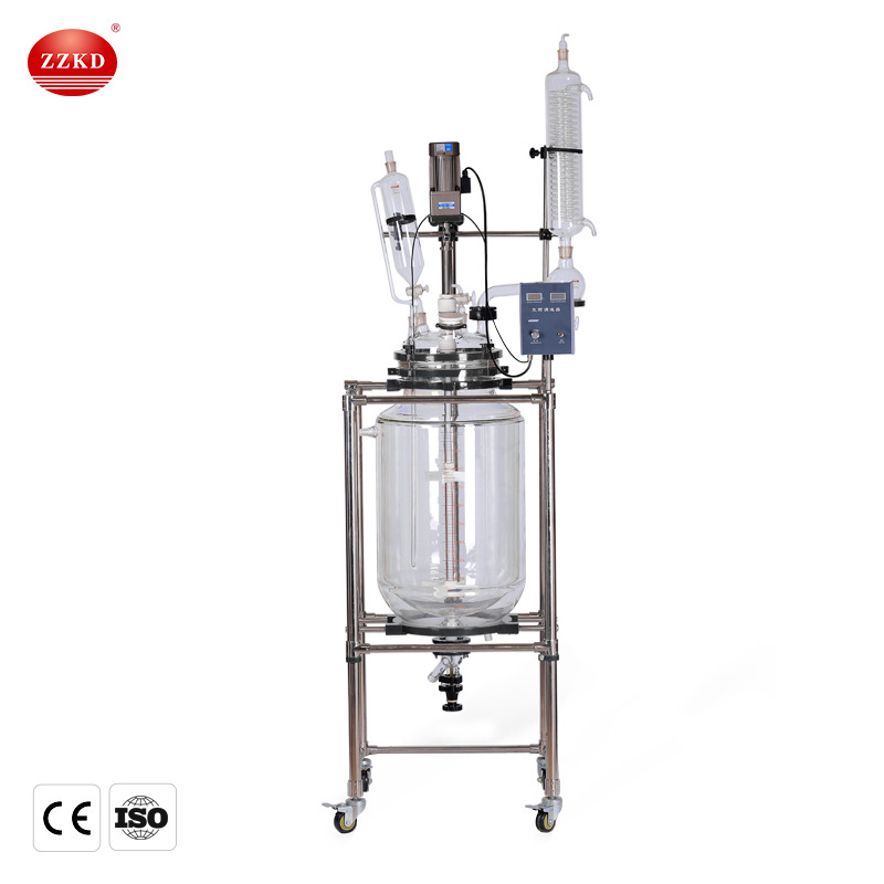 Double-Layer Glass Reactor Manufacturer Supplies 1L-100L Laboratory Distillation Extraction Double-Layer Glass Stirring Reactor