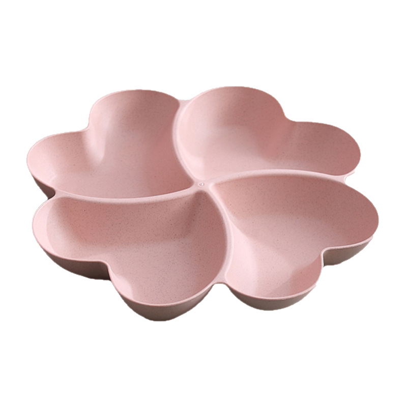Creative Four-Leaf Clover Heart Compartment Storage Fruit Plate Home Living Room Snacks Clover Snacks Dessert Fruit Plate