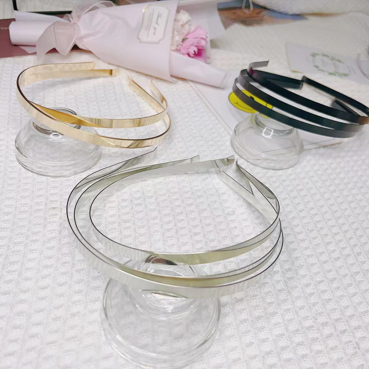 diy headband material bottom Pi blank light plate headband high quality electroplated headband thickened metal head buckle wholesale