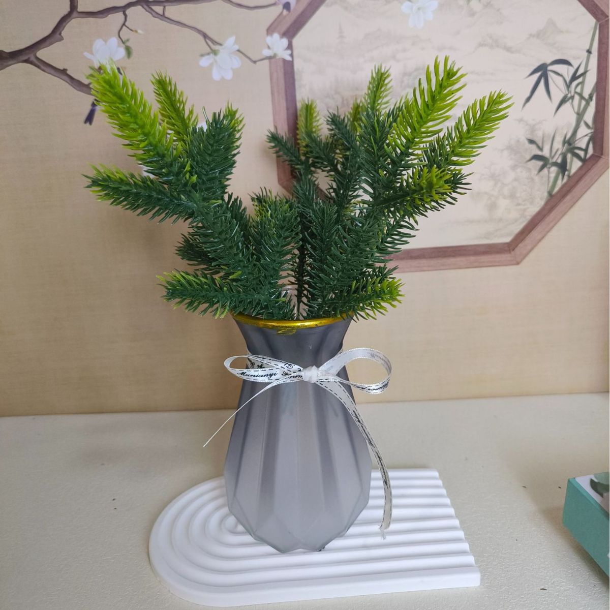 Cross-border Christmas Tree Three-dimensional Double-sided Five-pronged Pine Needle Photography Pine Branch Gift Decoration Props Simulation Plant Leaves