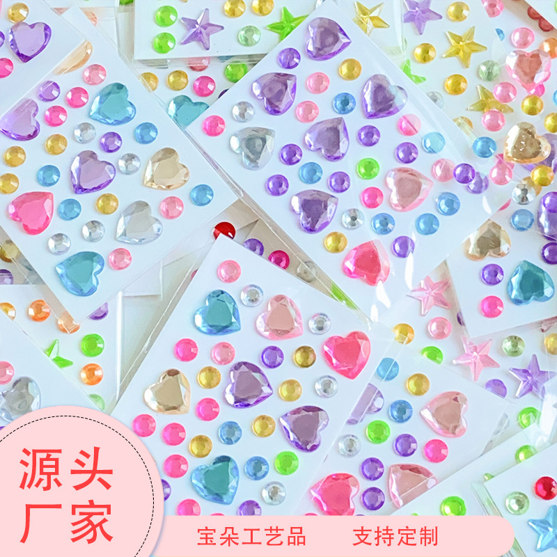 Мини-серия наклеек с драгоценными камнями, наклейки для детей с мультяшными принцессами, акриловые наклейки