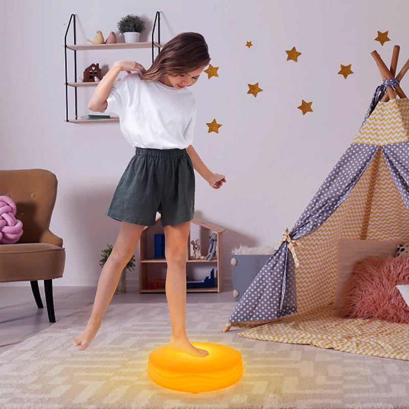 Led Luminous Sensor Floor Tile Lamp Colorful Music Kidsren's Round Stage Interactive Atmosphere Waterproof Floor Tile Lamp