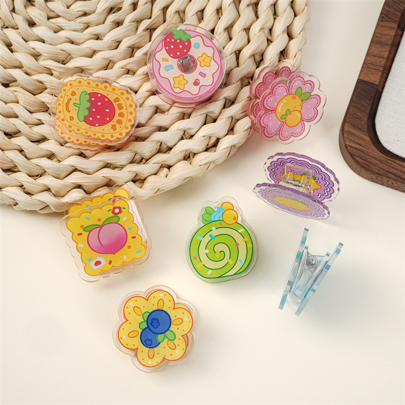 Мультяшный акриловый двусторонний зажим ПП, индивидуальный зажим для книг студентов, многофункциональный зажим для закусок, милый зажим для заметок, зажим для хранения