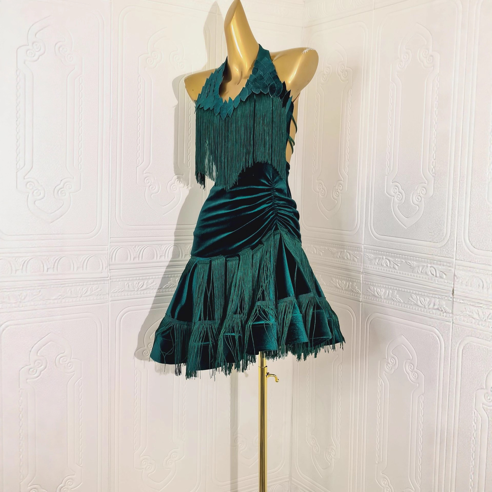 New Performance Competition Clothing Training Performance Latin Dance Clothing Sequined Tassel Dress Suit Factory Wholesale