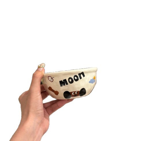 New Ins Simple Moon Dog Series Dessert Bowl Rice Bowl Hand Cup Salad Bowl Household Ceramic Tableware