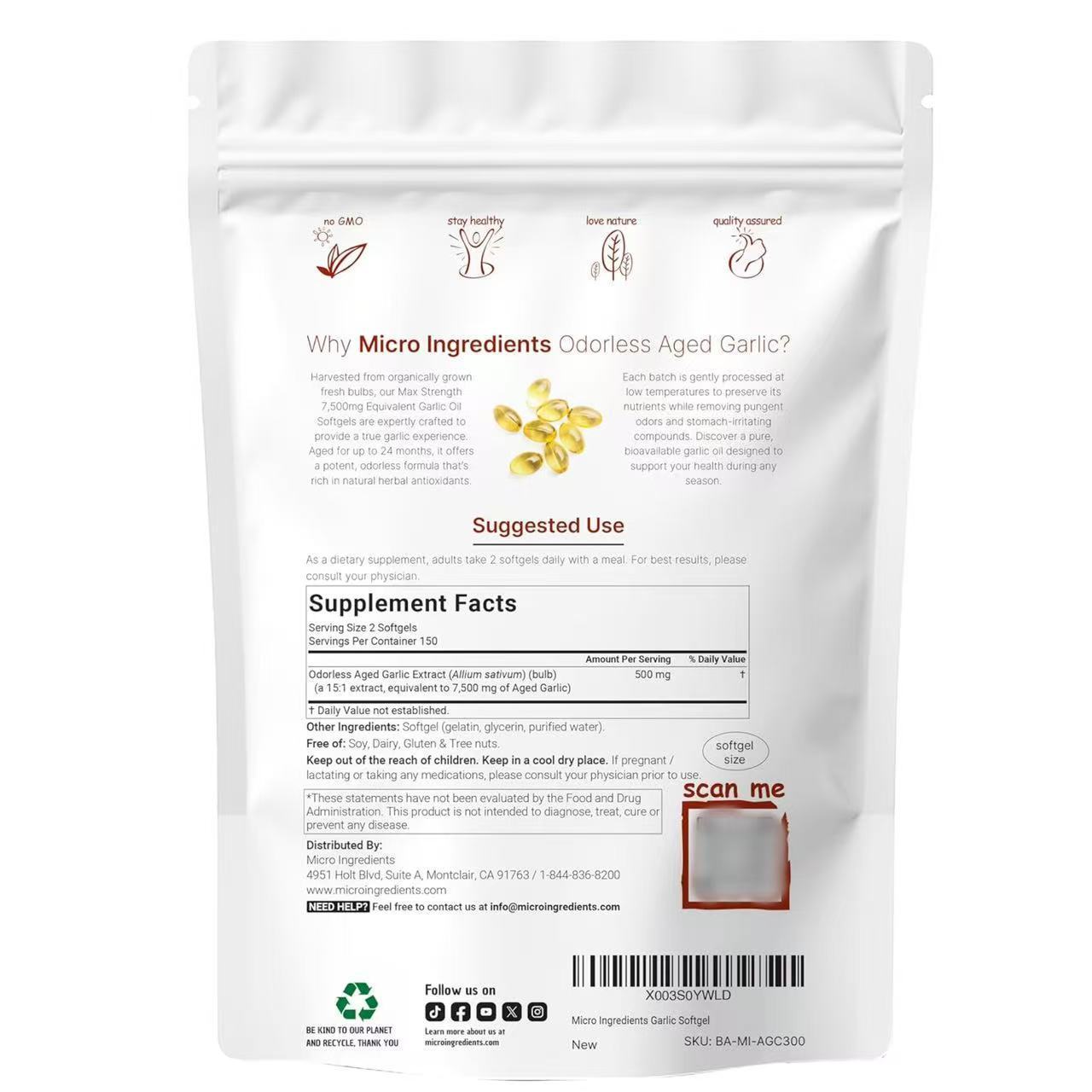 In Stock and Shipped on the Same Day! Amazon Cross-Border Bestseller Odorless Garlic Soft Capsules 300 Capsules Aged Garlic Ex