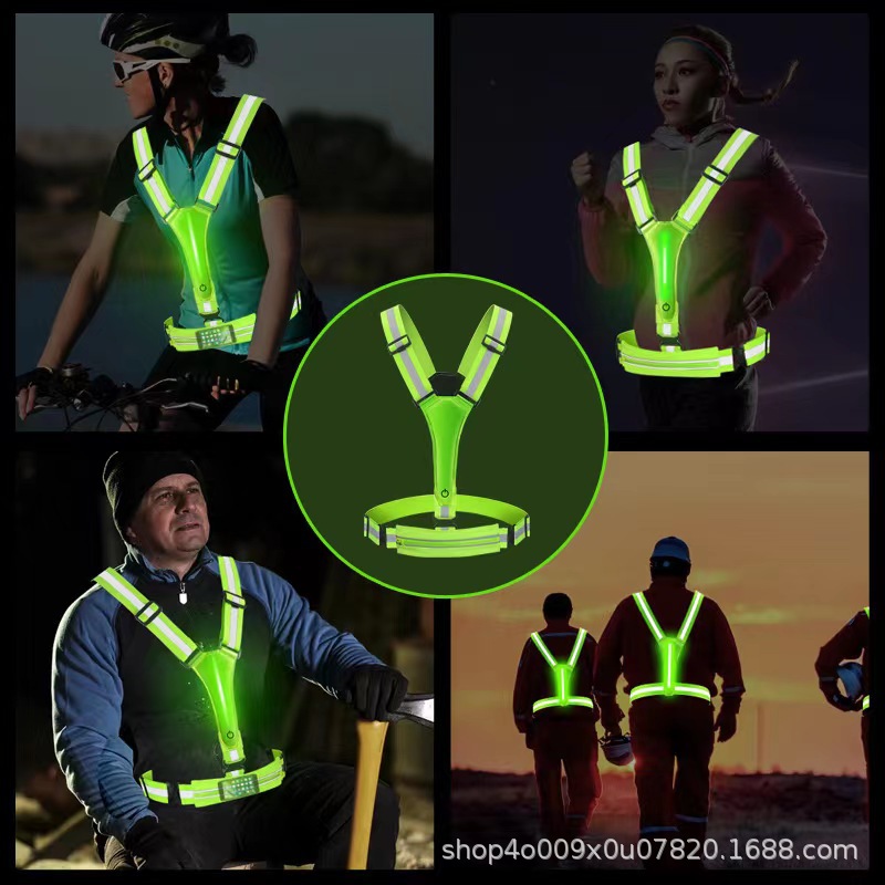 Led luminous vest night running protective flash vest riding reflective clothing elastic clothes protective vest wholesale