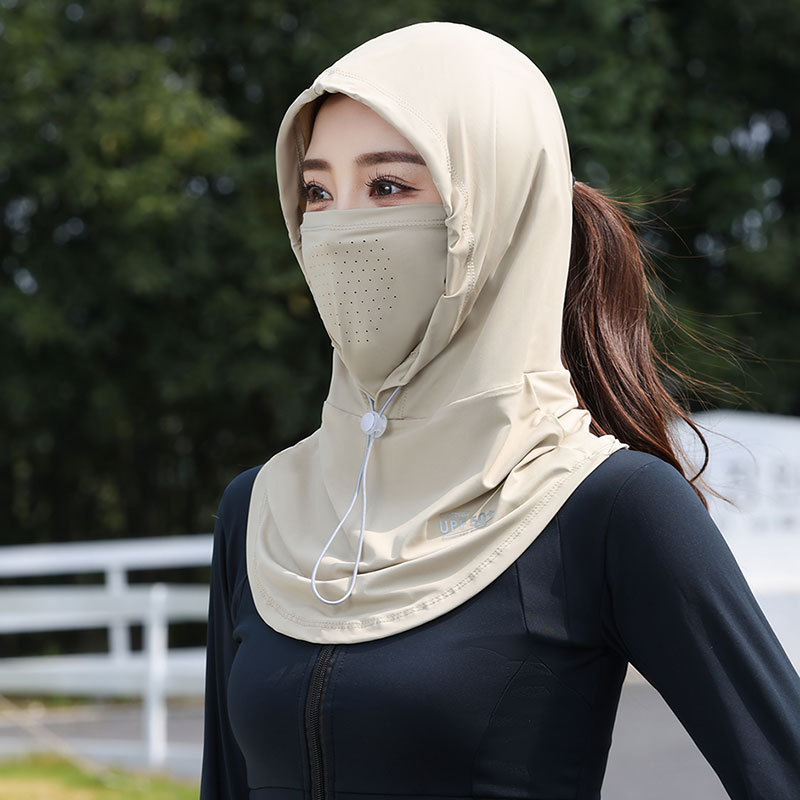 Sunscreen Mask Women's Summer Full Face Thin UV Mask Riding Neck Protection Integrated Sunscreen Ice Silk Men