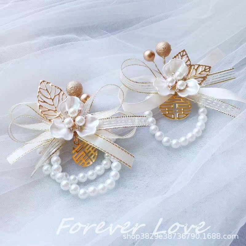 Цветок на запястье для подружки невесты Цветок для рук сестер Невеста Корейский свадебный браслет Брошь для отца жениха лучшего человека