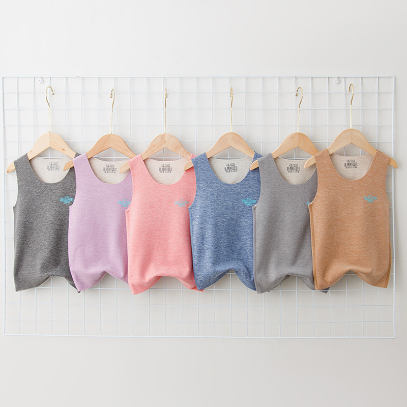 Children's warm vest silk wool seamless de autumn and winter bottoming boys and girls 2023 New brushed vest