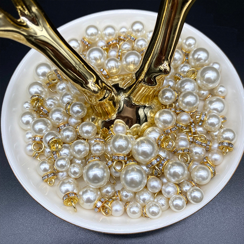 Highlight abs imitation pearl half hole single needle with drill accessories wholesale diy handmade gift decoration loose bead hanging wholesale