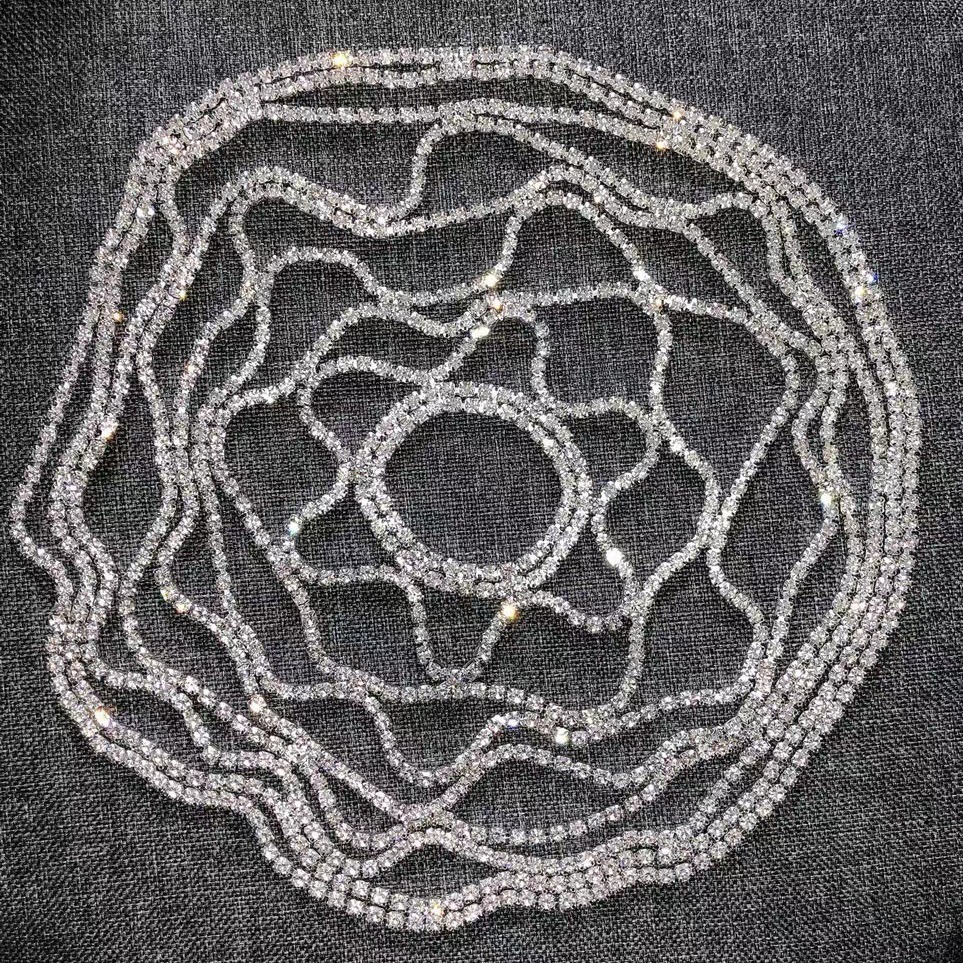 Factory Direct Supply European and American Cross-border Bride Wedding Rhinestone Accessories Tassel Mesh Headwear Hair Band Performance Show Accessories