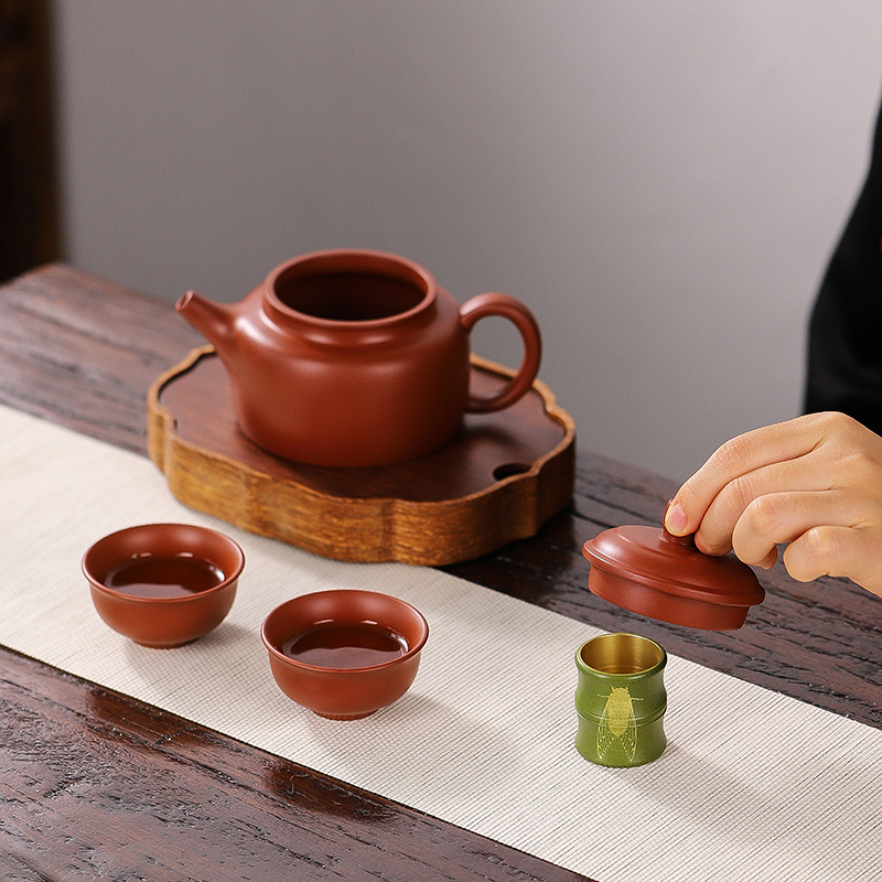 Brass pot lid holder tea ceremony kung fu Japanese tea set accessories teapot lid bowl lid bracket coloring decoration high-end