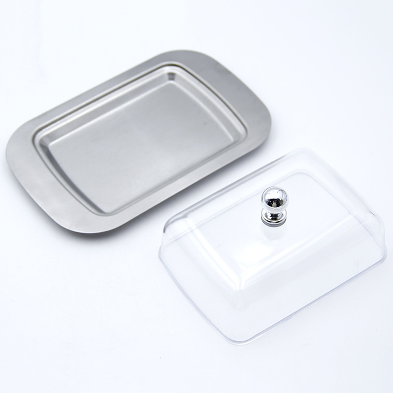Butter Box European Style Stainless Steel Butter Box with Lid Food Grade Square Butter Box Butter Dish Plastic Lid Butter Dish