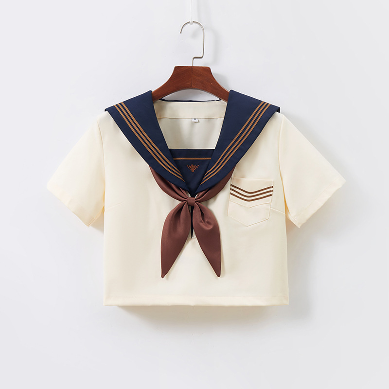 Manufacturer Supplies Jk Uniform Short Skirt Suit Yellow Three Mid-Length Sleeve Pleated Skirt Preppy Style Kansai Placket Top Suit