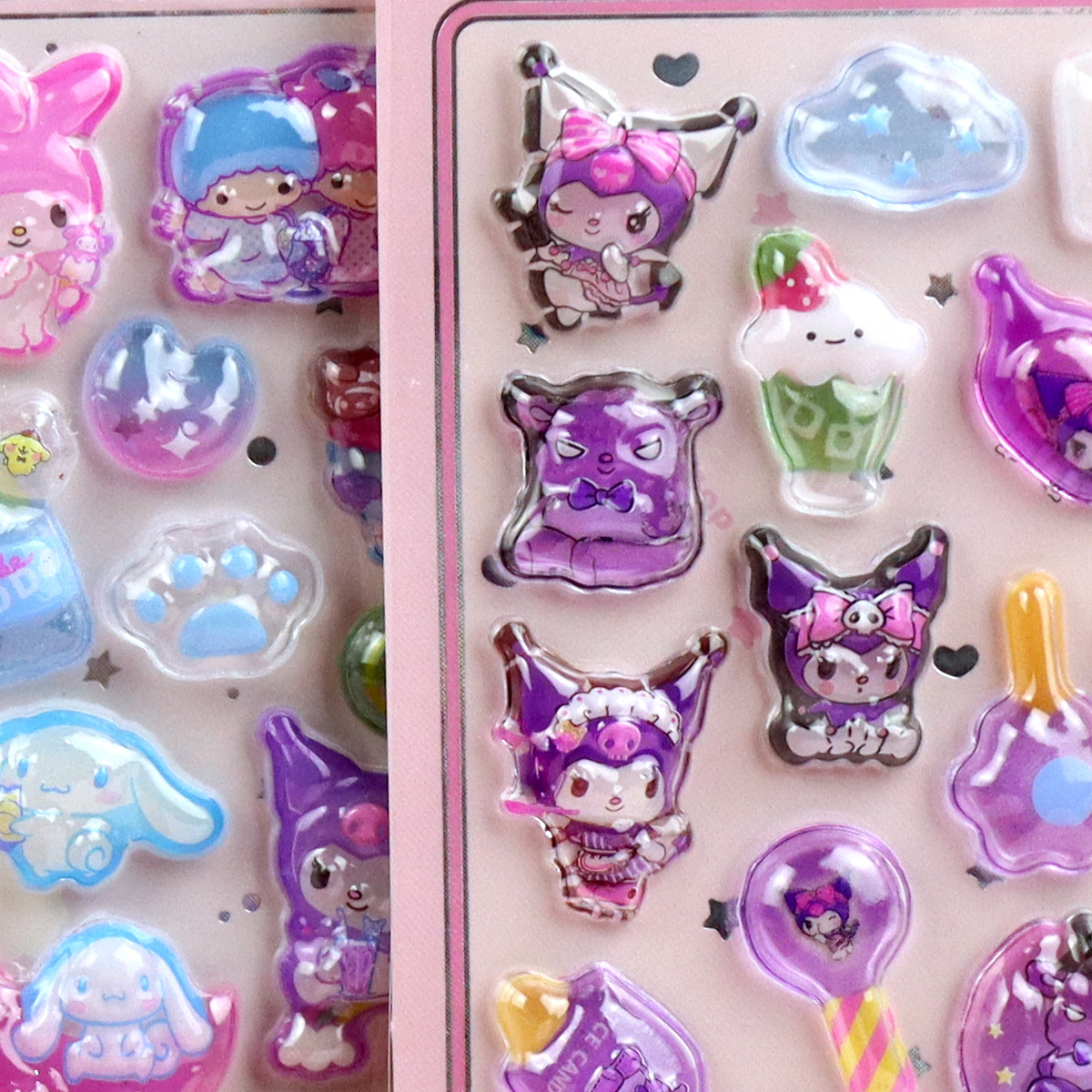 3D Stereo Luminous Embossed Sticker Children's Cartoon Sanrio Kulomi Kapi Star KT Cat Sticker