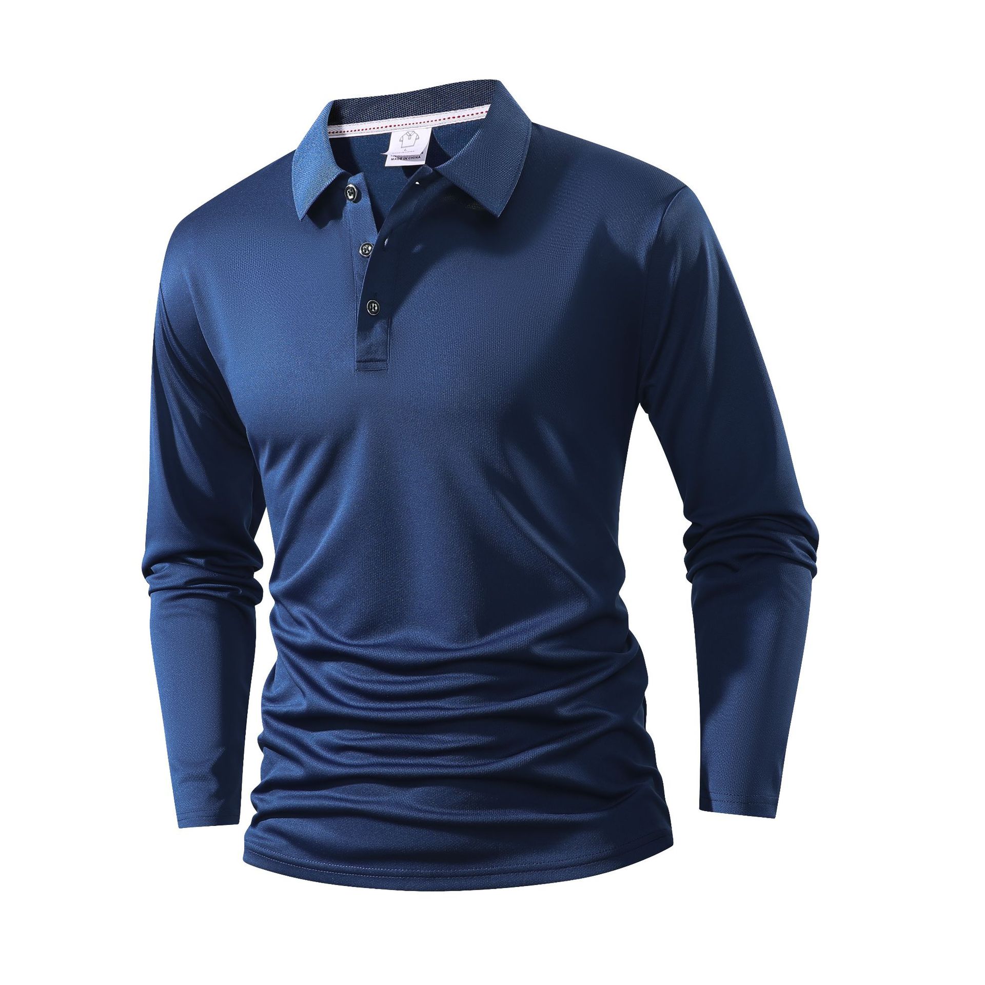 Cross-Border European Size Quick-Drying Mesh Pinhole Polo Shirt Long-Sleeved Golf Shirt Wholesale Advertising Shirt Printing and Embroider