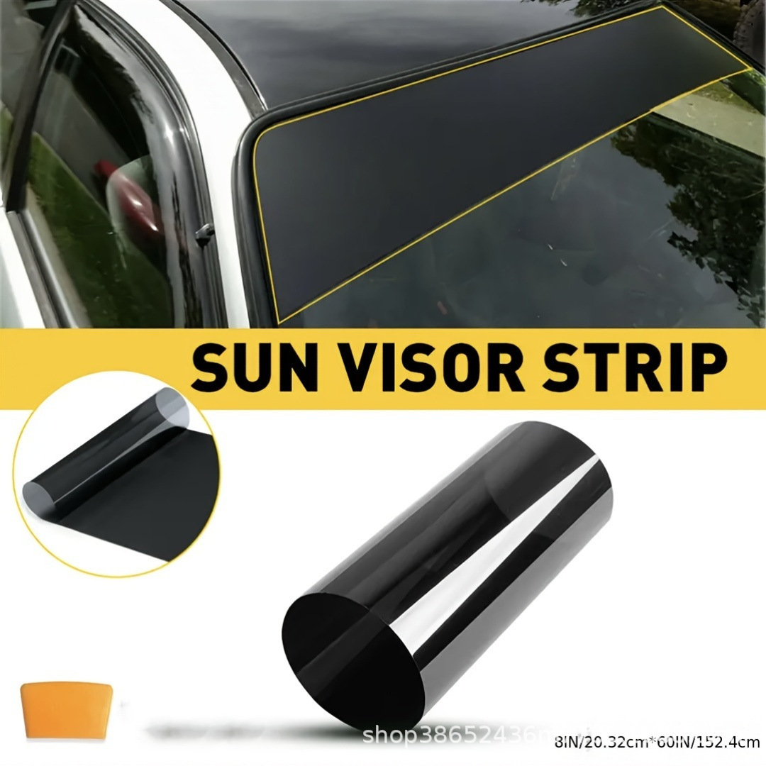 Black car window sunshade strip UV resistant durable waterproof car front windshield film shading sticker