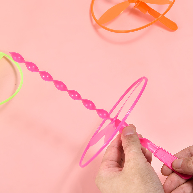 Medium non-luminous flying fairy hand push flying saucer nostalgic toys wholesale bamboo dragonfly stall push gifts