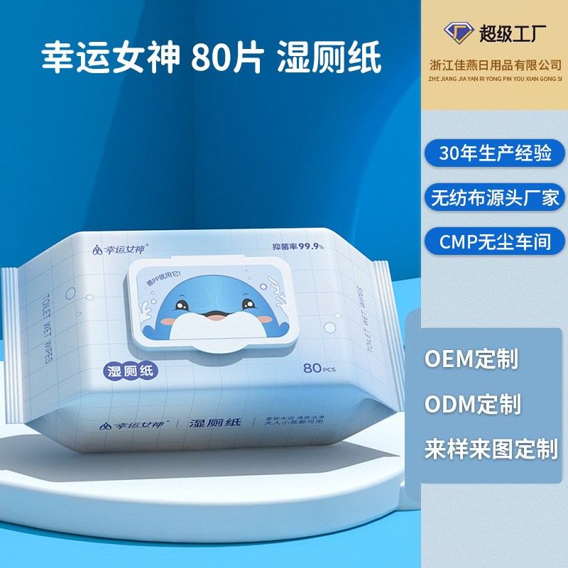 Индивидуальные влажные туалетные салфетки, 80 листов в большом пакете, спанлейс для протирания ягодиц, туалетные салфетки для домашнего использования, оптовая продажа чистых водных санитарных влажных туалетных салфеток
