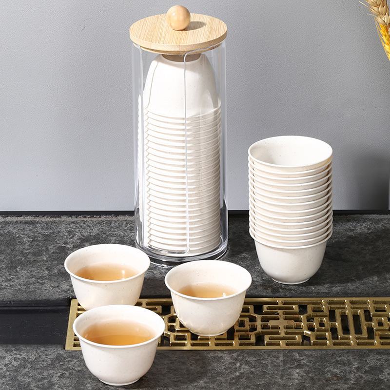 Food-Grade Rice Husk Kung Fu Tea Cup Small Cup Thickeneded High Temperature Resistant Travel Tea Set Tea Cup Disposable Tea Cup