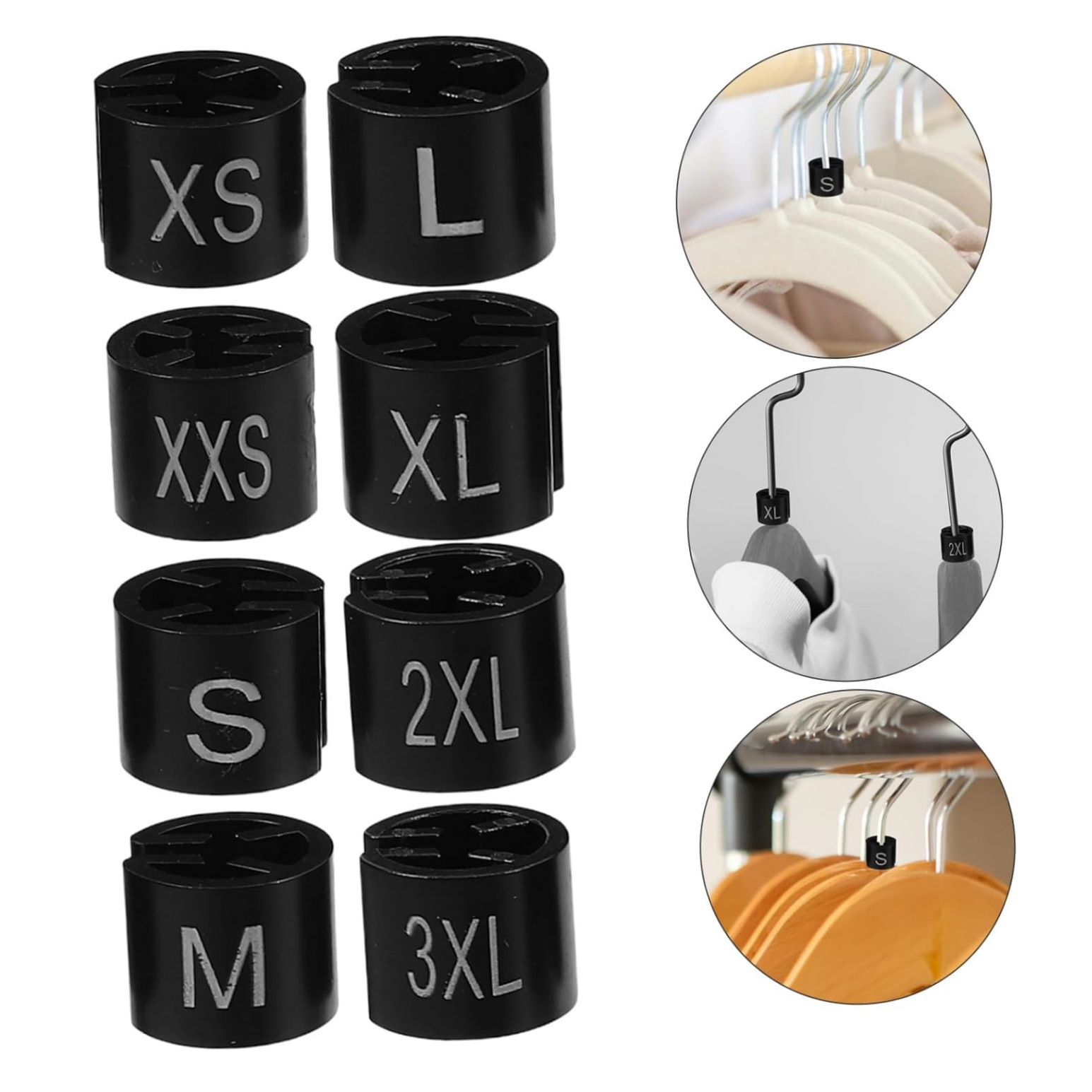 Black Round Four-Tooth Hanger Size Ring Clothing Size Buckle to Distinguish Clothing Labels Double-Sided Printing Cross-Border Hot Sale