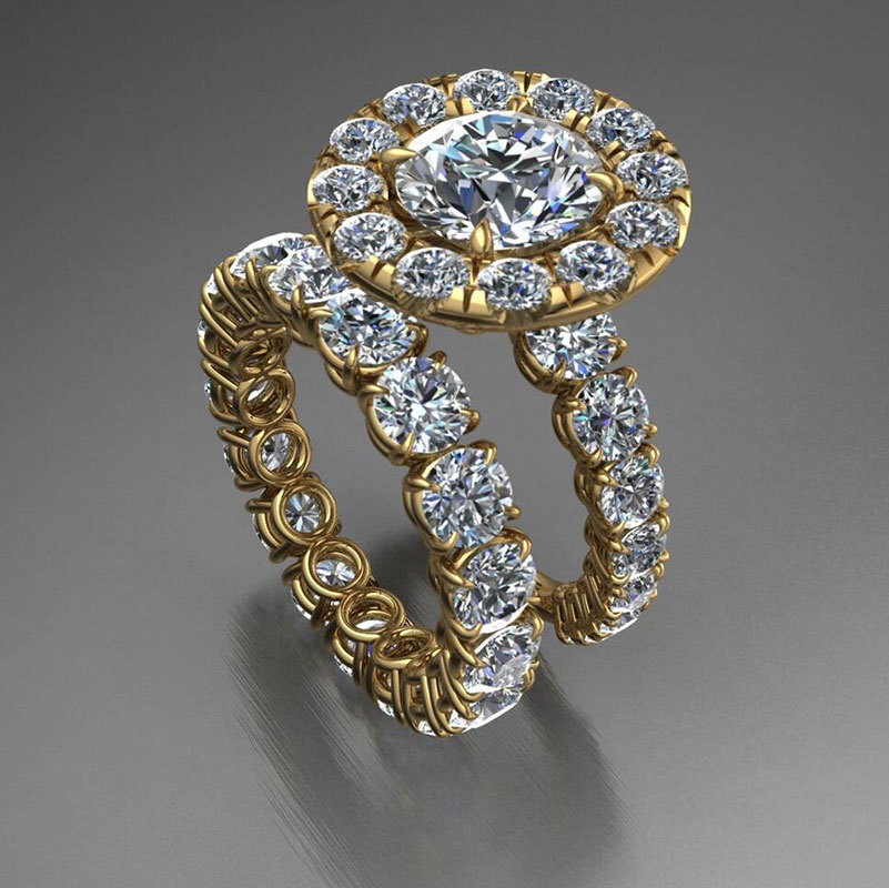 Индивидуальное кольцо из платины Pt950 с искусственно выращенным бриллиантом, набор колец 18K14K9K