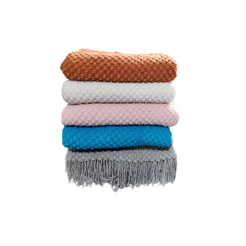 Bubble Towel Knitted Blanket Accessible Luxury Simple Pure Color B&B Hotel Bedside Towel Ins Style Bedroom Sofa Warm Blanket