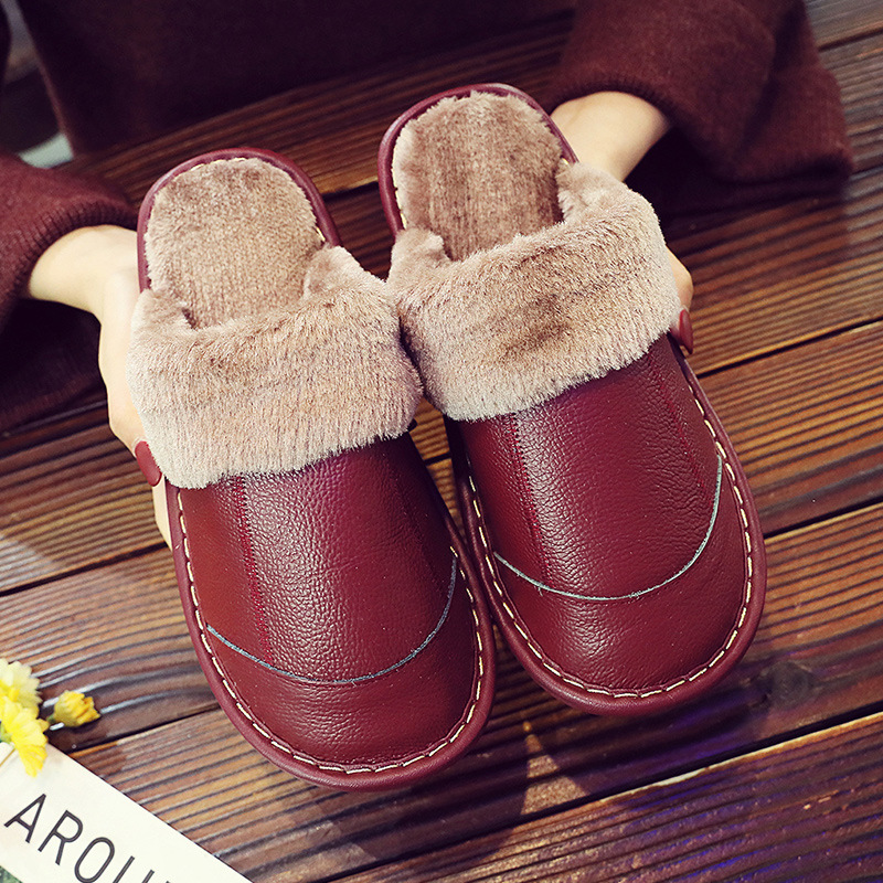 Cotton Slippers Thick Bottom Household Thickened Warm Non-slip Home Couple Slippers Indoor Leather Slippers