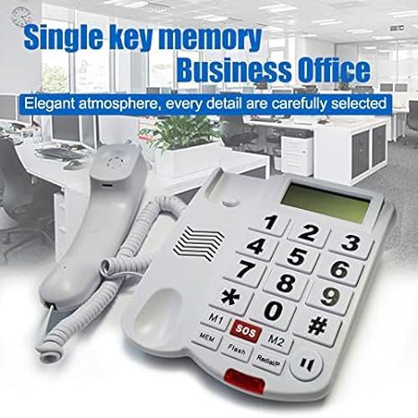 E-commerce wired telephone set with large digital keys for the elderly can adjust the volume of the telephone set in English