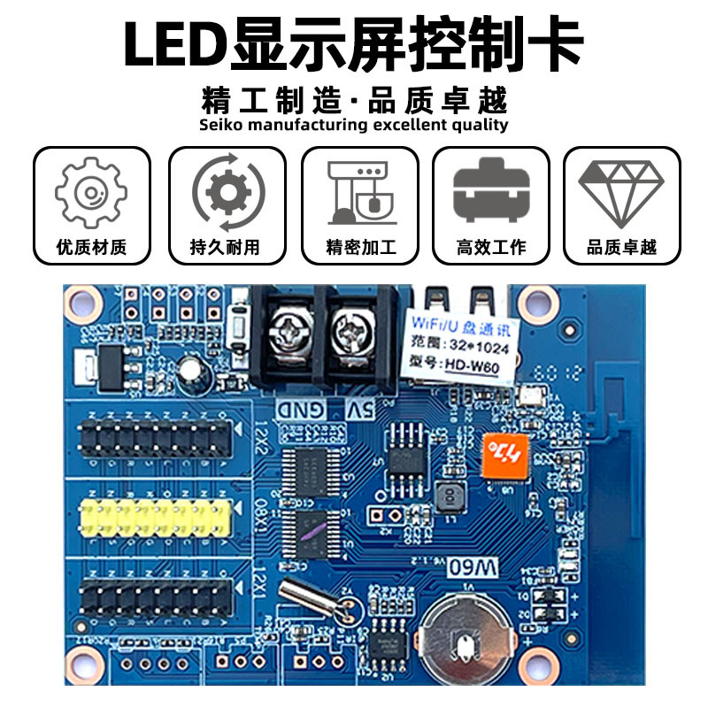 Gray HD-W60 Single and DoUble Color LED Display OUtdoor Scrolling Billboard U Disk Mobile wifi Control Card